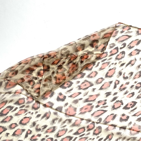 NWOT Orange & Tan Animal Print Lightweight Flowy Scarf - Picture 3 of 8